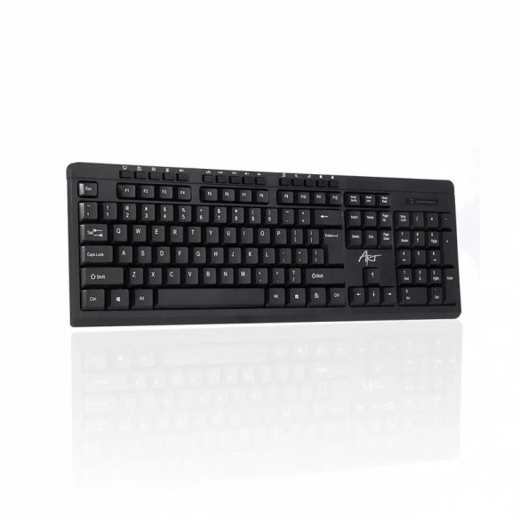 Tastatura + mouse wireless, cu mouse pad, aspect englezesc, negru, ART AK-48A