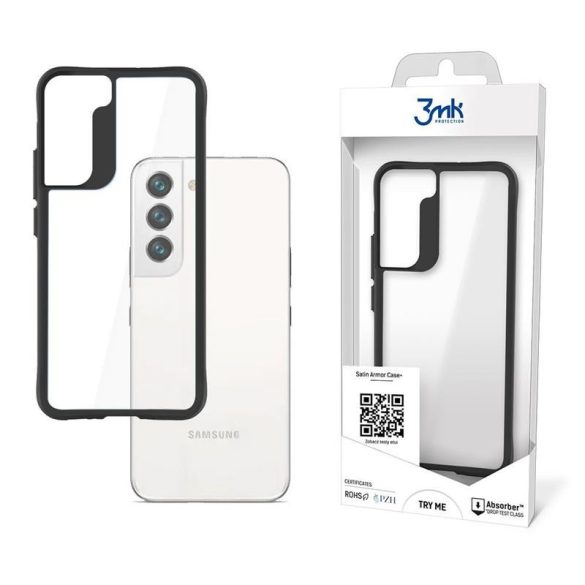 Husă din spate pentru iPhone 11 (6,1") rezistentă la șocuri, TPU, cadru transparent, negru, husă 3MK Satin Armor+