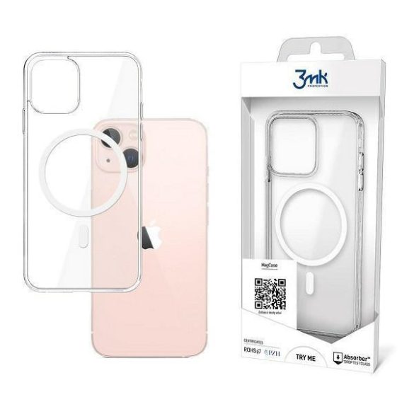 iPhone 13 (6.1") compatibil cu Magsafe, husă din spate rezistentă la șocuri, TPU, transparentă, MagCase 3MK