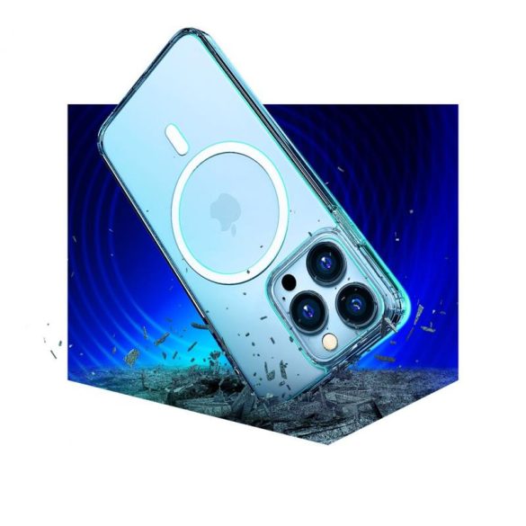 iPhone 13 (6.1") compatibil cu Magsafe, husă din spate rezistentă la șocuri, TPU, transparentă, MagCase 3MK