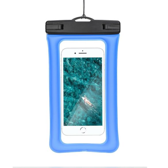 Husa universala impermeabila pentru telefon, transparenta/albastra, silicon rezistent