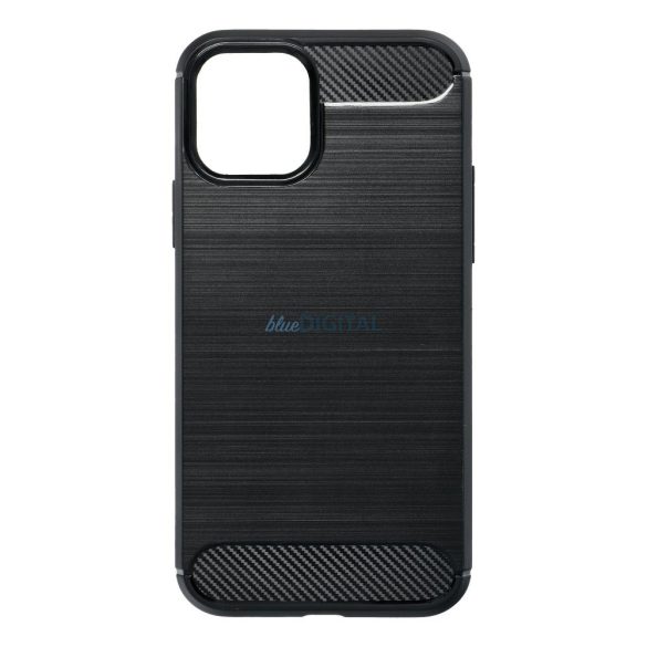 Carbon Fiber iPhone 11 Pro (5.8") caz silicon negru (Forcell)