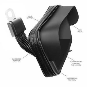 Suport universal pentru telefon pentru ghidon de motocicletă, parasolar, negru (4,8"-5,5")