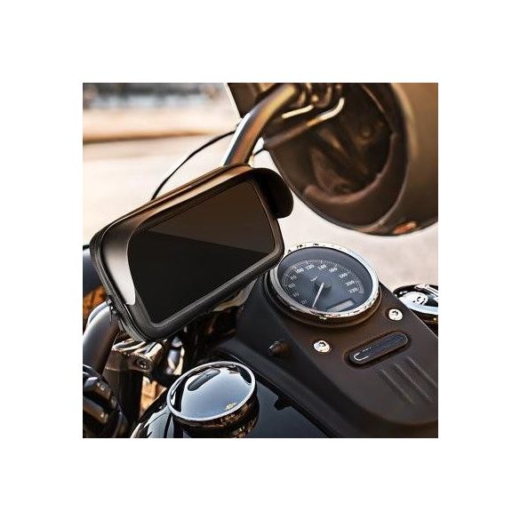 Suport universal pentru telefon pentru ghidon de motocicletă, parasolar, negru (4,8"-5,5")
