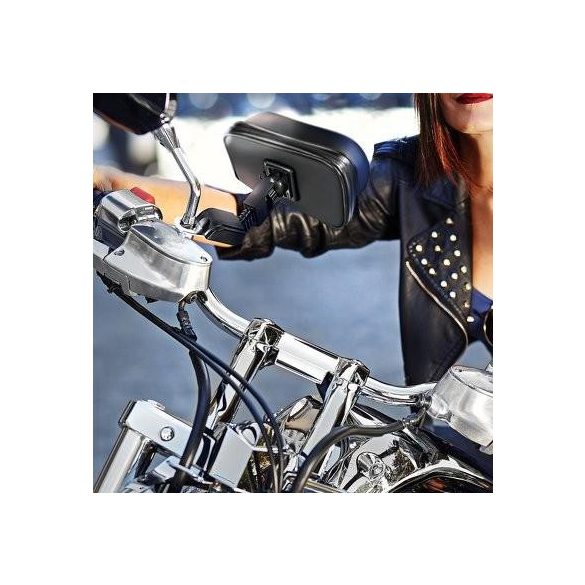 Suport universal pentru telefon pentru ghidon de motocicletă, parasolar, negru (4,8"-5,5")