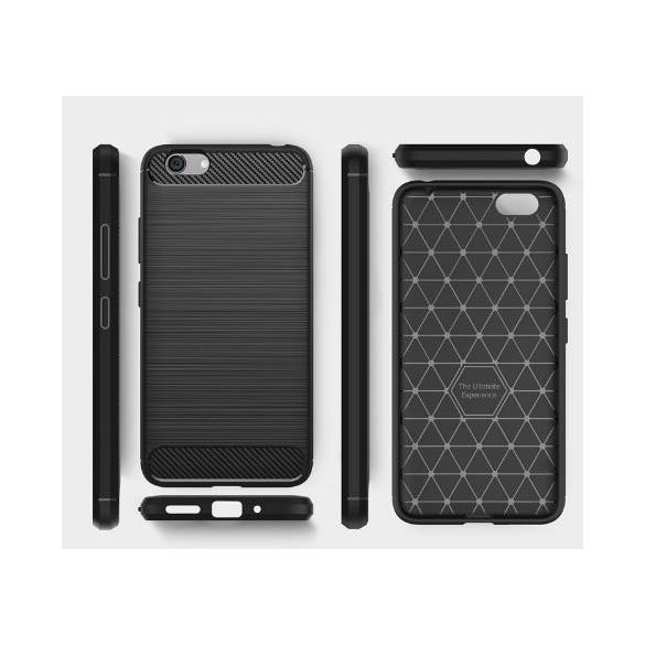 Husa din silicon Huawei Y6P, neagra, fibra de carbon