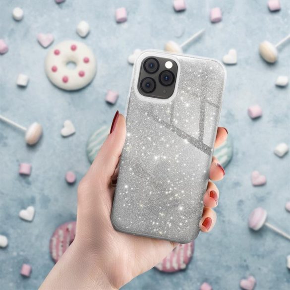 Husa din silicon Huawei Y5P, sclipici, husa din spate, argintie, Strălucitoare