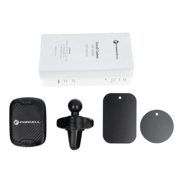 Suport auto negru Forcell carbon H-CT325 magnetic pentru aerisire