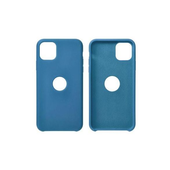 Husa din silicon pentru iPhone 12 / 12 Pro (6.1"), mata, interior din piele intoarsa, decupaj, albastru, silicon Forcell