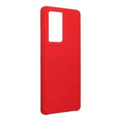   HUSĂ! - Samsung Galaxy S21 UltraHusădin silicon, mată, interior din piele de căprioară, decupaj, roșu, SM-G998, Forcell Silicone