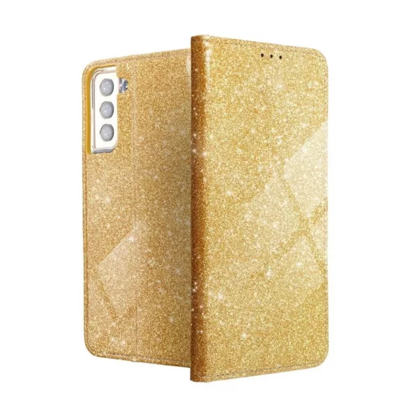 HUSĂ! - Carcasa magnetica Samsung G996 Galaxy S21 Plus 5G cu sclipici auriu