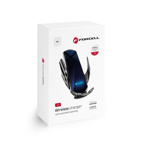 Suport auto universal / cu încărcare wireless (Wireless), închidere automată, 15W, rotativ 360°, negru, Forcell HS1