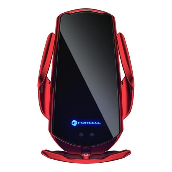 Suport auto universal / cu încărcare fără fir (Wireless), închidere automată, 15W, rotativ 360°, roșu, Forcell HS1