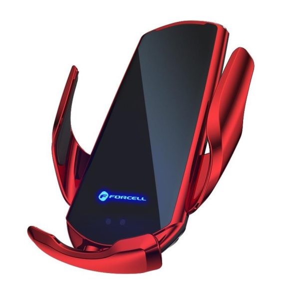Suport auto universal / cu încărcare fără fir (Wireless), închidere automată, 15W, rotativ 360°, roșu, Forcell HS1