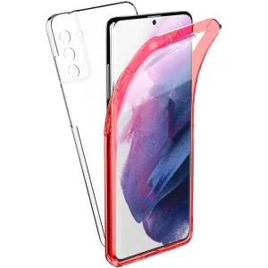 HUSĂ! - Husă față + spate Samsung Galaxy S21 Plus, PC + TPU, 360°, cu cadru roșu, SM-G996, Forcell