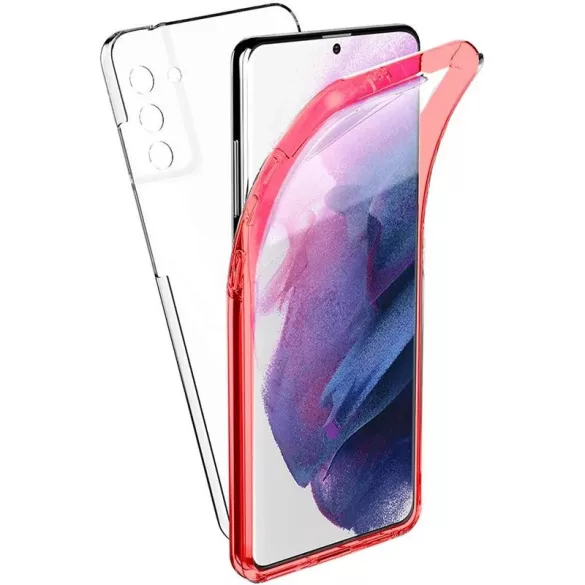 HUSĂ! - Husă față + spate Samsung Galaxy S21 Plus, PC + TPU, 360°, cu cadru roșu, SM-G996, Forcell
