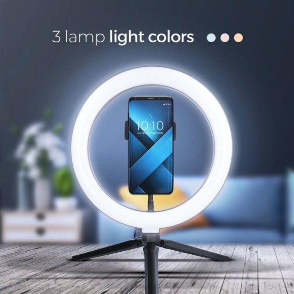 Stand selfie LED cu lumină neagră cu telecomandă 10"