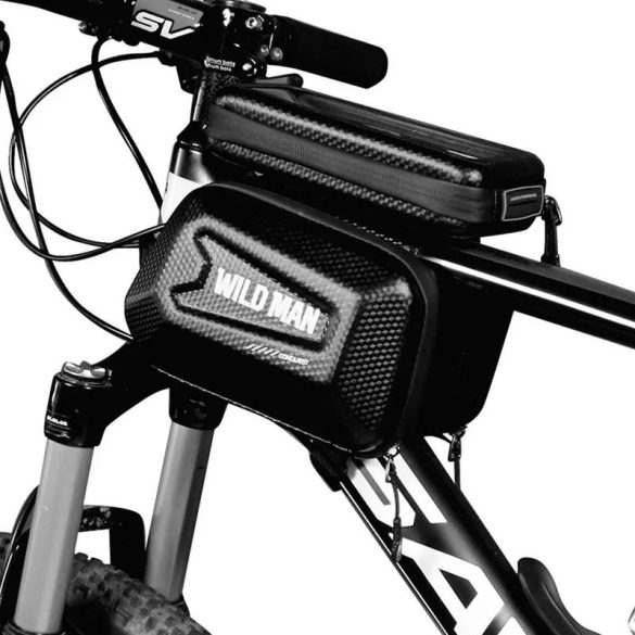 Suport / geantă pentru telefon cu fermoar montat pe cadru de bicicletă, negru, 1L, 4 "- 7", WILDMAN ES6
