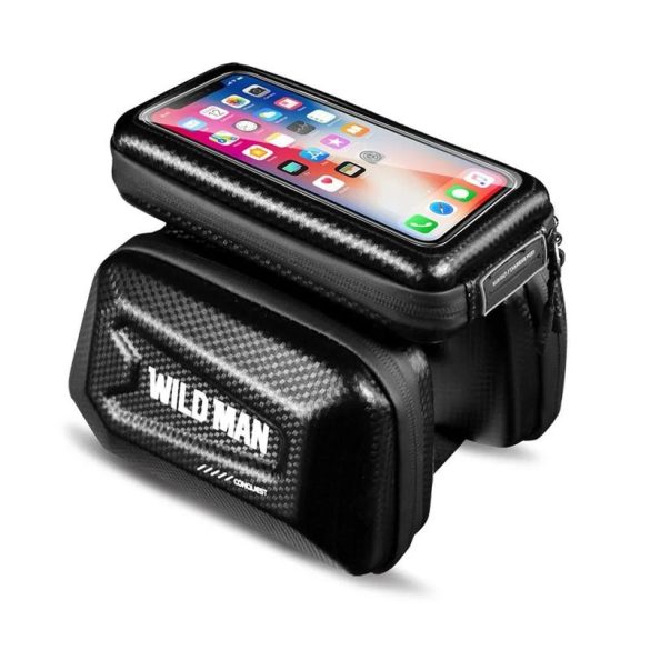 Suport / geantă pentru telefon cu fermoar montat pe cadru de bicicletă, negru, 1L, 4 "- 7", WILDMAN ES6
