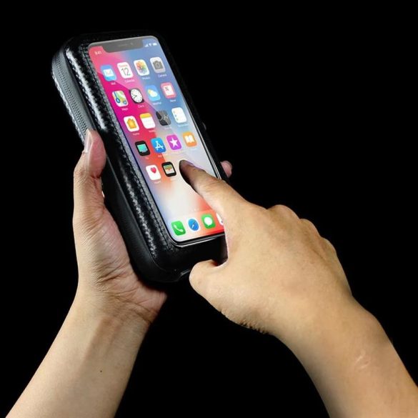 Suport / geantă pentru telefon cu fermoar montat pe cadru de bicicletă, negru, 1L, 4 "- 7", WILDMAN ES6