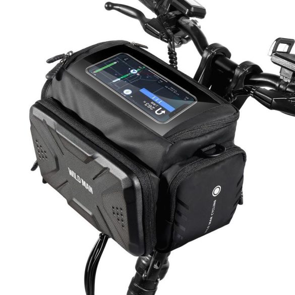 Geantă neagră pentru bicicletă Wildman GS6 impermeabilă cu fermoar 4L (4"-7")
