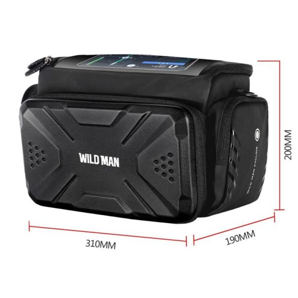 Geantă neagră pentru bicicletă Wildman GS6 impermeabilă cu fermoar 4L (4"-7")