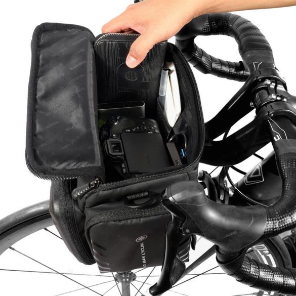 Geantă neagră pentru bicicletă Wildman GS6 impermeabilă cu fermoar 4L (4"-7")