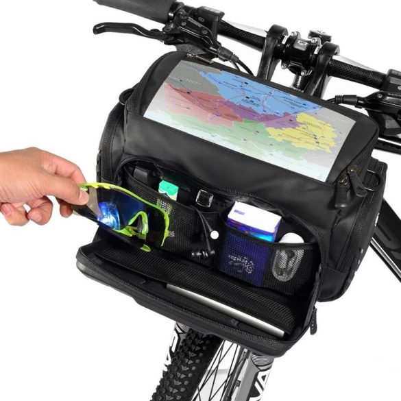 Geantă neagră pentru bicicletă Wildman GS6 impermeabilă cu fermoar 4L (4"-7")
