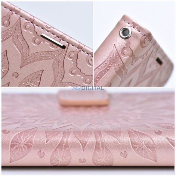 Husă telefon Samsung Galaxy A12,Husăcarte,Husăcu deschidere laterală, închidere magnetică, aur roz, mandala, SM-A125, SM-A127, Forcell Mezzo