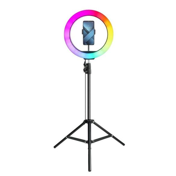 Stand pentru selfie LED RGB cu iluminare neagră cu telecomandă 12"