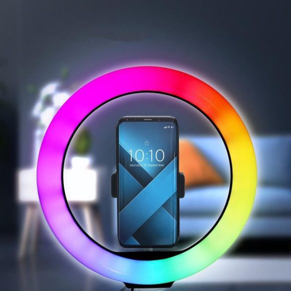 Stand pentru selfie LED RGB cu iluminare neagră cu telecomandă 12"