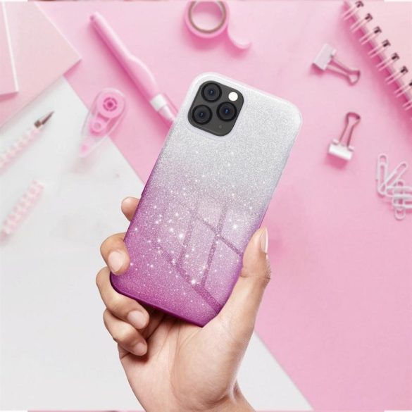 Husă din silicon pentru iPhone 13 (6,1"), strălucitoare, capac din spate, roz-argintiu