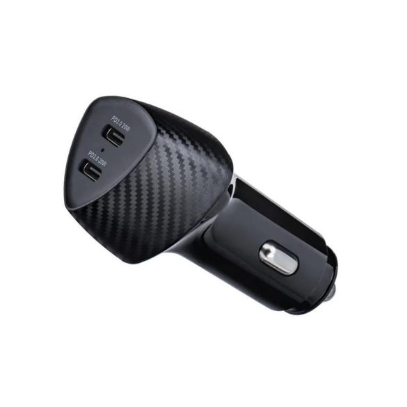 Cap de încărcare pentru trabucuri, 2X Type-C, 40W, model carbon, negru, Forcell