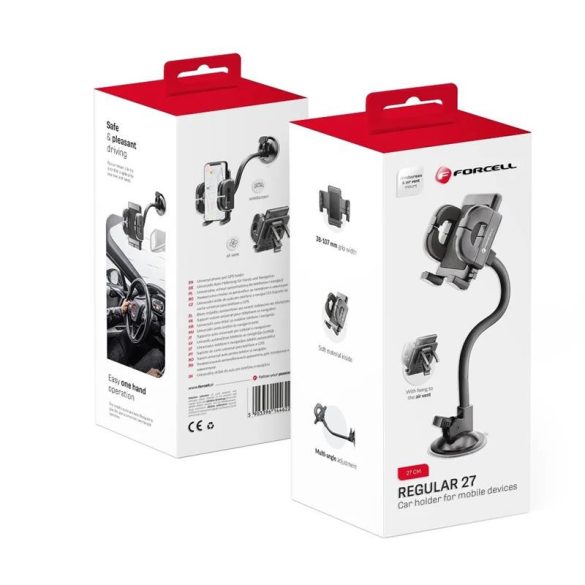 Suport auto pentru bord / parbriz / aerisire, ventuză, negru, Forcell Regular 27