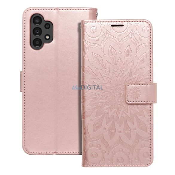 Samsung Galaxy A13 4G husă pentru telefon, husă carte, husă cu deschidere laterală, închidere magnetică, aur roz, mandala, SM-A135, Forcell Mezzo