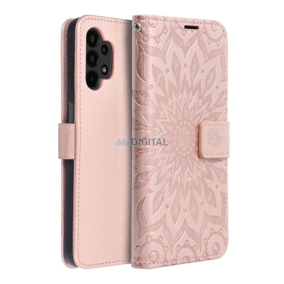 Samsung Galaxy A13 4G husă pentru telefon, husă carte, husă cu deschidere laterală, închidere magnetică, aur roz, mandala, SM-A135, Forcell Mezzo