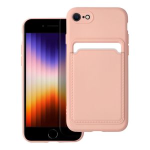 Husa din silicon pentru iPhone 7 / 8 / SE 2020 / SE2022 (4.7"), carcasa din spate, card bancar rezistent, roz / floare de piersic, card
