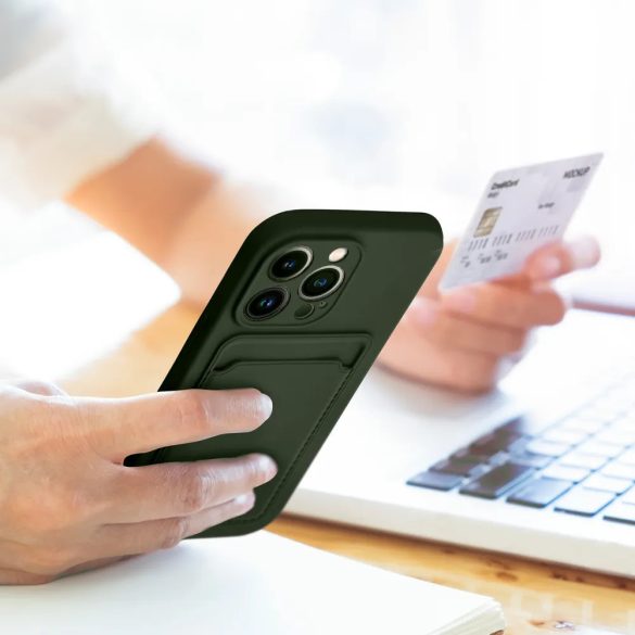 Husa din silicon pentru iPhone 7 / 8 / SE 2020 / SE 2022 (4,7"), carcasa din spate, card bancar rezistent, verde, Card