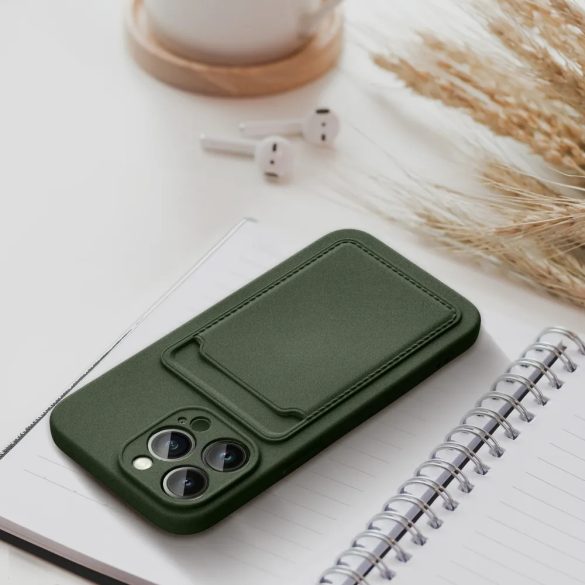 Husa din silicon pentru iPhone 7 / 8 / SE 2020 / SE 2022 (4,7"), carcasa din spate, card bancar rezistent, verde, Card