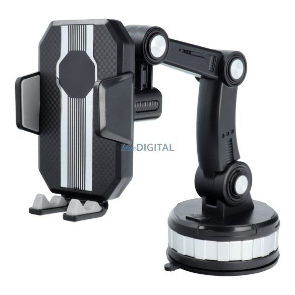 Suport auto universal, poate fi amplasat pe parbriz / bord, rotativ 360°, negru, ZP-X0566