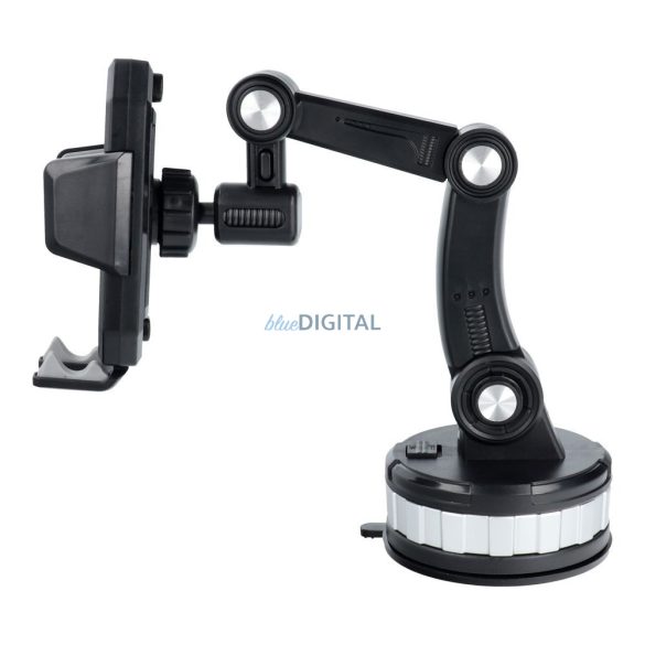 Suport auto universal, poate fi amplasat pe parbriz / bord, rotativ 360°, negru, ZP-X0566