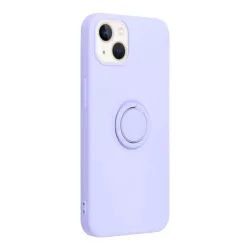   HUSĂ! - Carcasă din spate cu inel pentru iPhone 14 Pro Max (6,7"), husă din silicon, interior din piele intoarsa, violet, inel din silicon Forcell
