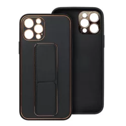   HUSĂ! - Husa spate iPhone 14 Pro Max (6.7"), husa din piele artificiala, poate fi suportata, neagra, Piele