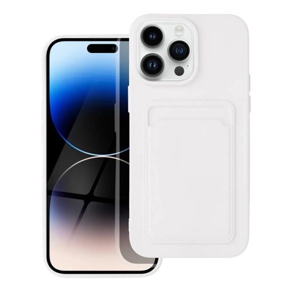 Husa din silicon pentru iPhone 14 Pro Max (6,7"), husa din spate, card bancar rezistent, alb, Card