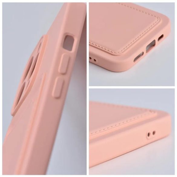 Husă din silicon pentru iPhone 14 Pro Max (6,7"), carcasă din spate, card bancar rezistent, roz / floare de piersic, card