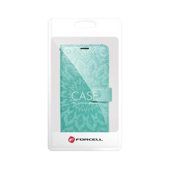 Husă pentru telefon iPhone 14 (6.1"), husă carte, husă cu deschidere laterală, închidere magnetică, verde, mandala, Forcell Mezzo