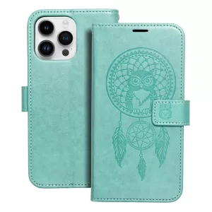 HUSĂ! - Husă pentru telefon pentru iPhone 14 Pro (6,1"), husă carte, carcasă cu deschidere laterală, închidere magnetică, verde, prins de vise, Forcell Mezzo