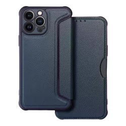   HUSĂ! - Husă pentru telefon iPhone 14 (6.1"), husă carte, husă cu deschidere laterală, închidere magnetică, husă PU/TPU, model carbon, albastru, aparat de ras