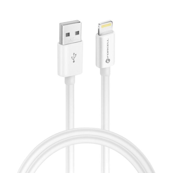 Cablu de date pentru încărcare rapidă iPhone cu 8 pini, 1 m, 2,4 A / 5 V / 12 W, alb, Forcell C703