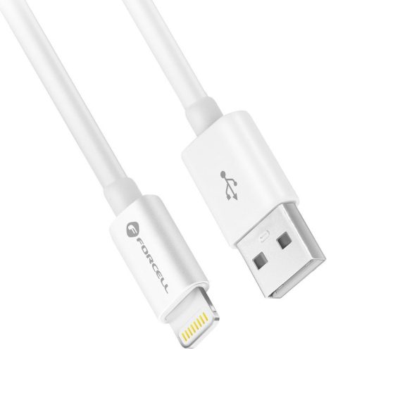 Cablu de date pentru încărcare rapidă iPhone cu 8 pini, 1 m, 2,4 A / 5 V / 12 W, alb, Forcell C703